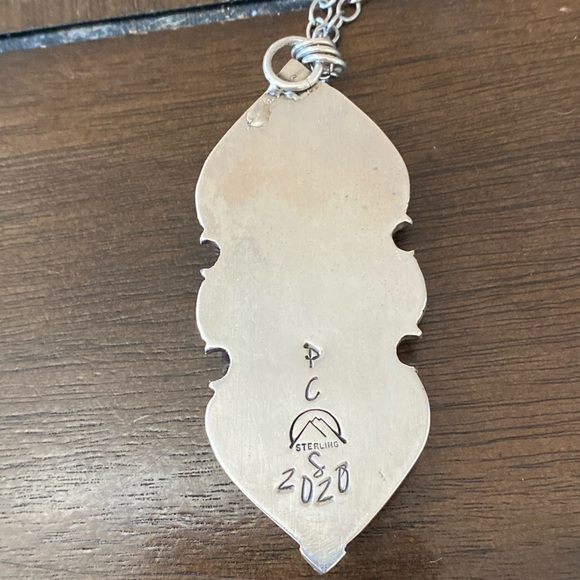 Pacific Crest Silver moonstone and turquoise sterling silver pendant - Picture 5 of 13